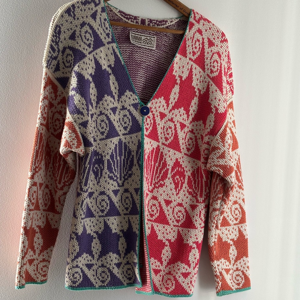 Unique multicolored designed cartegan with one button